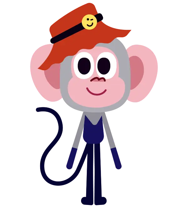 Juguetón, lleno de energía y siempre listo para divertirse. Milo lleva alegría a cada lección y recuerda que aprender es mejor cuando estás sonriendo. Es el dibujo de un mico, parte del universo Morphy