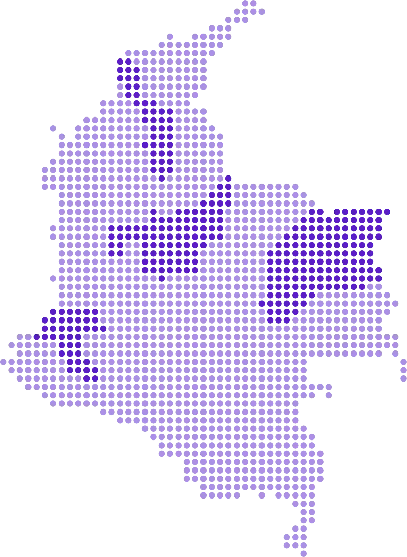 Mapa de Colombia con las regiones marcadas en las que ya trabaja Morphy ingles
