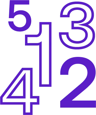 Icono de números del 1 al 5, para representar los 20 números que se aprende en Morphy ingles.