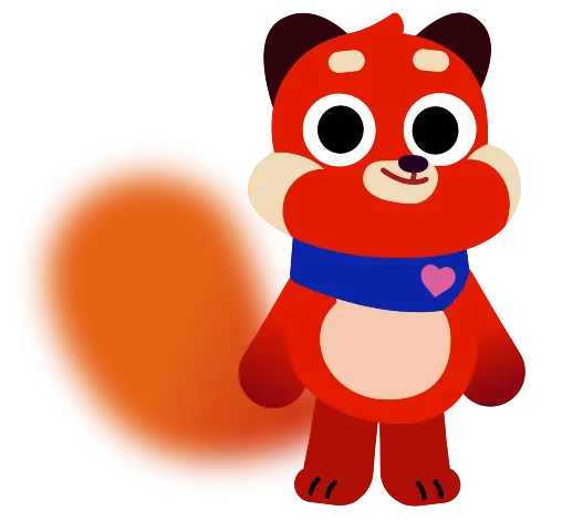 Creativo, imaginativo y lleno de ideas. Suki ve el mundo diferente e inspira a los niños a expresarse y a pensar de manera original. Es el dibujo de un panda rojo, parte del universo morphy